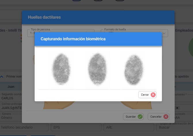registro huellas